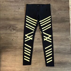 ALO Yoga Glow in the Dark Black Leggings with Neon Stripes